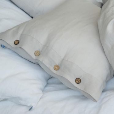 Pościel lniana szara z guzikami IL LETTO